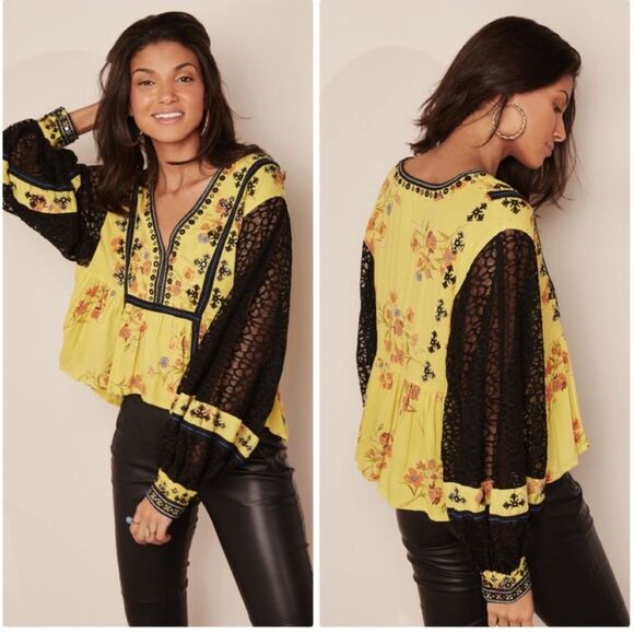 Free People Boogie All Night Embellished Blouse - L - Picture 1 of 15